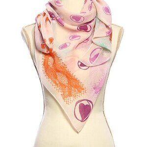 Pink Green Nude Heart Love Motif Scarf